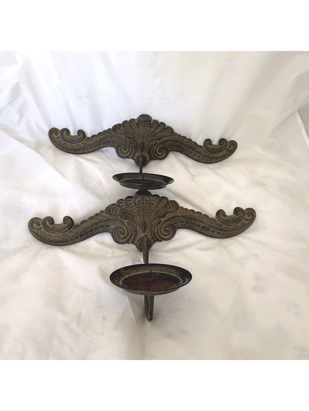 2 Rustic Cast Iron Candle Holder Wall Sconces Pillar Large Farmhouse